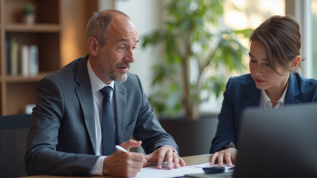 Пара обсуждает стратегию долгосрочного финансового планирования со специалистом