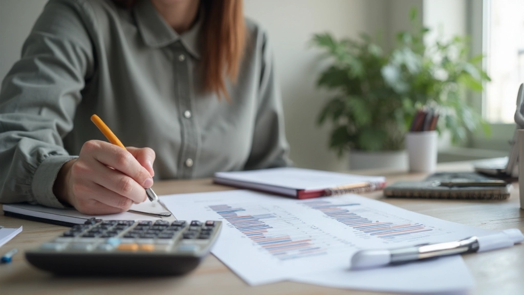 Профессиональное рабочее пространство с бюджетным планом и финансовыми документами